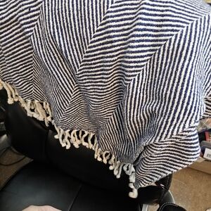 Tommy Hilfiger Blue and White Striped Throw Nautical